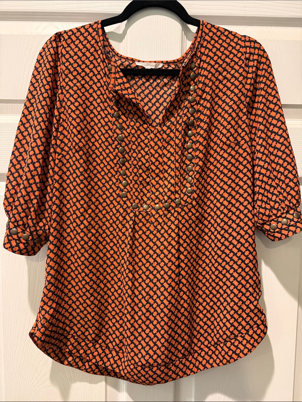 41 Hawthorn Orange and Black Printed Button-Trim Tunic